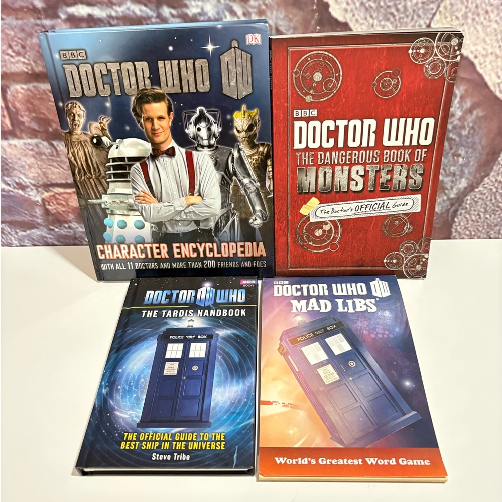 Doctor Who 4 Books Collection Tardis Monsters Character Encyclopedia Mad Libs